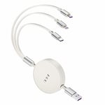 HOU Multi Charger Cable, 3 in 1 Retractable USB Fast Charging Cable (5 Kind of Adjustable Length) with iP/Micro USB/Type-C Port for Tablets Android Samsung Huawei Phone(Only Type C Transmit Data)