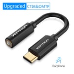 Vention Type C vers 3,5 Jack Écouteur USB-C Type C vers 3,5 mm Casque Adaptateur AUX Câble audio pour Huawei P40 P30 Pro Xiaomi 10 Nouveau, Noir CFIBA- 10 cm