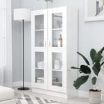 Bibliothèque Étagère de Rangement - Armoire à vitrine pour Bureau Salon Chambre Cuisine Blanc brillant 82,5x30,5x150 cm Aggloméré BV203658 Bonnevie