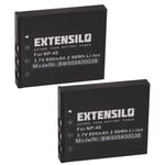 EXTENSILO 2x Batteries compatible avec Creative Vado Video Cam appareil photo, reflex numérique (800mAh, 3,7V, Li-ion)