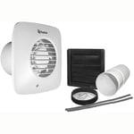 Xpelair Simply Silent LV100PS 4/100MM Square SELV Bathroom Fan With Pullcord and Wall Kit - 93033AW