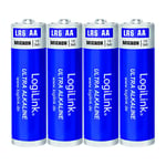 LogiLink Pile AA Mignon 1,5 V (Blister de 4), Ultra Power Alcaline LR6, pour Plusieurs appareils tels Que Les télécommandes, Les Jouets, détecteur de fumée, etc.