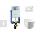 Kombifix - Bâti-support pour wc suspendu avec plaque de déclenchement Sigma 01, blanc alpin + Tece One – toilette japonaise et abattant, Rimless,