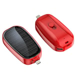 Mini solcellsladdare nyckelring powerbank för mobiltelefon 1200mAh [FW] Red: For Lightning