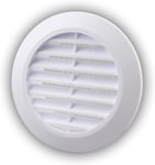 Grille d'aération ronde Ø 90 mm Blanc avec moustiquaire Grille ABS Résistant aux intempéries Moustiquaire