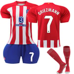 2324 Atletico Madrid hem Griezmann fotbollströja uniform röd randig tröja 28(150-160cm)