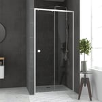 Pack porte de douche coulissante blanc 100x185cm + receveur 100x80 - WHITY SLIDE