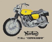 Norton Commando Motorcycle Cross Stitch Kit - Yellow