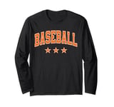 Baseball All Orange Stars Classic Retro Varsity Text Long Sleeve T-Shirt