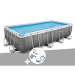 Piscine tubulaire rectangulaire BESTWAY Power Steel 5,49 x 2,74 x 1,22 m - Kit d'entretien Deluxe