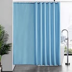 Furlinic Rideau de Douche Anti Moisissure Lavable Tissu en Polyester Imperméable Bleu Claire Rideau de Baignoire 240x200cm Large pour Salle de Bain avec 16 Crochets