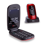 Red Flip Phone Big Button Easy Menu Unlocked with O2 Pay As You Go SIM