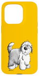 Coque pour iPhone 15 Pro Dessin animé drôle de vieux chien de berger anglais