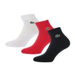 Lacoste Mens 3 Pack of Low Cut Socks in red black material_cotton - Size UK 7-11