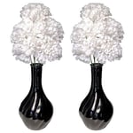 Flourish Vase with Artificial Flowers - Black and White - Perfect for Home Decor and Living Room Decoration, Bedroom or Bathroom Ornament.