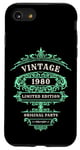 Coque pour iPhone SE (2020) / 7 / 8 Vintage 1980, édition LTD, vert, pièces originales d'anniversaire