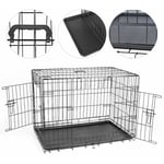 Cage pour Chiens, 2 Portes, Noir, 1067671cm Cage de Transport Chien, Lapin, Chiot et Animaux Domestique 42 pouces, en Metal