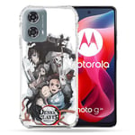 Cokitec Coque Renforcée pour Motorola G24 4G Manga Demon Slayer Blanc