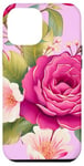 Coque pour iPhone 13 Pro Max Motif De Fleurs Roses Fleurs Rose Foncé