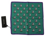 Dolce & Gabbana Mens Multicolor Printed DG Logo Square Handkerchief Scarf - Multicolour Silk - One Size