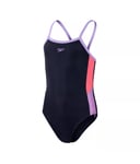 Speedo Girl's Dive Thinstrap Navy Purple Swimsuit Swimming Costume Age 5-6 Years