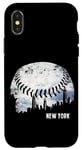 Coque pour iPhone X/XS Grattoir à ciel vintage Baseball New York City Nuages