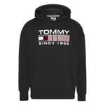 Sweat à capuche Tommy Hilfiger en coton avec manches longues et col croisé noir