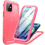 Cozycase for iPhone 12/iPhone 12 Pro Waterproof Shockproof Case with Screen/Camera Protector - Unbreakable/Heavy Duty/Front and Back Cover【360 Full Body Protective】 Underwater Dustproof Bumper-Pink