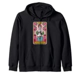 Dia De Los Muertos La Chingona Mexican Skeleton Tarot Card Zip Hoodie