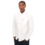 Lacoste Mens Buttoned Collar Oxford Shirt in White Cotton - Size Small