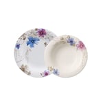 Villeroy & Boch Mariefleur Gris Basic Service de table pour 6 personnes, 12 pièces, Porcelaine Premium, Blanc/Multicolore