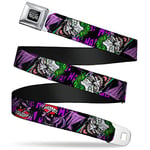 Buckle Down Seatbelt Belt - Detective Comics Joker Holding Teeth Issue 23.1 Cover Pose/HA! HA! HA! Black/Purples - 1.5" Wide - 32-52 Inches in Length