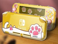 Coque De Protection Anti-Rayures Rigide Transparente Pc Etuis Antichoc Shell Accessoires And Joycon Controller Verre Trempé Cover Chat Cat Rose Compatible Avec La Nintendo Switch Lite