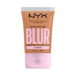 NYX Professional Makeup Fond de Teint Effet Flouté Bare With Me Blur, Couvrance Moyenne, Fini Mat Naturel, Niacinamide, Matcha & Glycérine, Hydratation Jusqu'A 12H, Teinte : Medium (10)