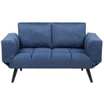 Canapé-lit Convertible 2 Places en Tissu Bleu Foncé avec Accoudoirs Réglables et Rembourrage Épais pour Salon au Design Moderne Beliani