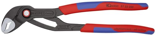 Knipex Cobra® QuickSet Pince multiprise de pointe grise atramentisée, avec gaines bi-matière minces 250 mm (carte LS/blister) 87 22 250 SB