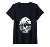 Womens Japan Souvenir Mt Fuji Tokyo Tower Torii Shinkansen Souvenir V-Neck T-Shirt