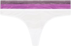 Calvin Klein Women's 3 Pack Thong (Low-rise) 000qd5216e Thongs, Multicolour (Dahlia/Vintage Violet/White), L