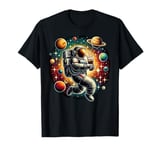 Colorful Galaxy Astronaut Drinking Root beer T-Shirt