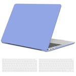 TECOOL Coque Compatible avec MacBook Air M1 (A2337) et MacBook Air 13 Pouces 2020 2019 2018 (A2179 A1932), Coque Rigide en Plastique Fine et Protection Clavier (UE AZERTY), Bleu Sérénité