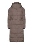 Savannah Long Puffer Coat Brown Jofama