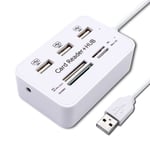 Mini lecteur de carte SD TF M2 MS multifonction tout-en-un,3 ports USB 2.0,répartiteur pour ordinateur portable et de bureau