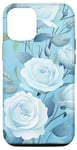 iPhone 14 Floral Pastel Light Blue Pattern Rose Flower Case