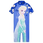 Disney Girls One Piece Swimming Costume, Full Kids Swimsuit - Girls Gifts (Blue Elsa, 5-6 Years)