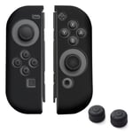 Insten® 1 Paire De Coques En Silicone Noir + 2 Bouchons Capuchons De Joystick Pour Manettes Joy-Con Nintendo Switch