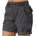 Dam Cargo Shorts Sommar Lös Vandring Bermuda Shorts Med Ficka Dam Shorts Casual Mid Lår Dark Gray L