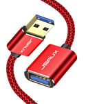 Cable Rallonge USB 3.0 [1M] Câble Extension USB 3.0 Mâle A vers Femelle A 5Gbps Compatible avec Clé USB, Hub USB, Disque Dur Externe, Clavier, Souris, Imprimante Webcam Rouge