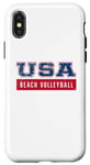 Coque pour iPhone X/XS Ballon de beach volley 2024 drapeau américain patriotique américain USA