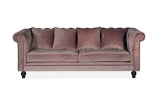 Velvet Sammetssofa 3-sits - Rosa Chesterfield sofaer Lyserød Venture Home