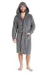 CityComfort Robe de Chambre Homme, Peignoir Homme en Polaire (M, lumière grise)